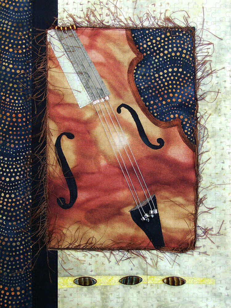 Bass Jigsaw Puzzle featuring the tapestry - textile All That Jazz Bass by Pam Geisel