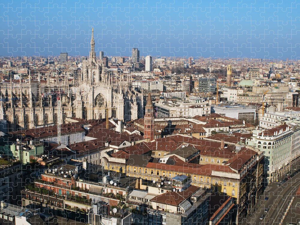 An Aerial View Of Milan In Italy Jigsaw Puzzle by Andeva 
