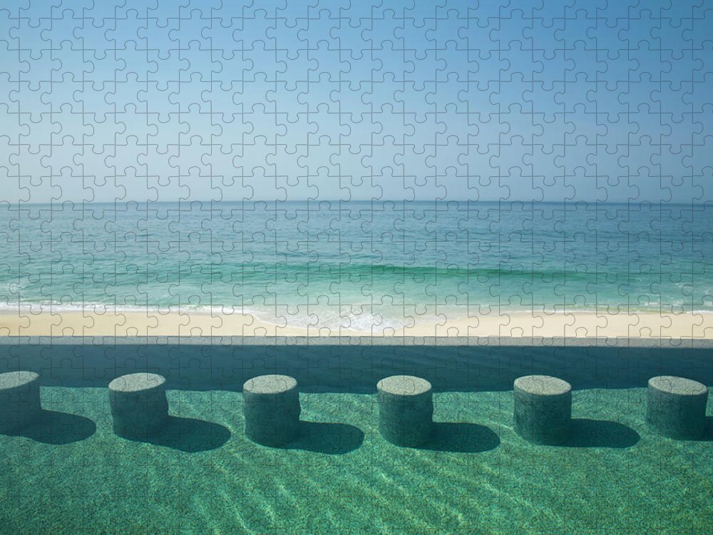 Tranquility Jigsaw Puzzle featuring the photograph An Infinity Pool On The Beach by Tegra Stone Nuess