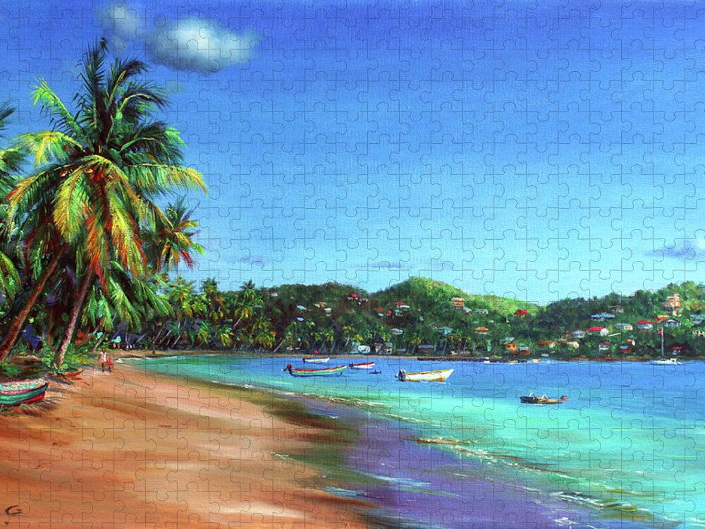Caribbean Art Jigsaw Puzzle featuring the painting Anbakoko 3 by Jonathan Gladding