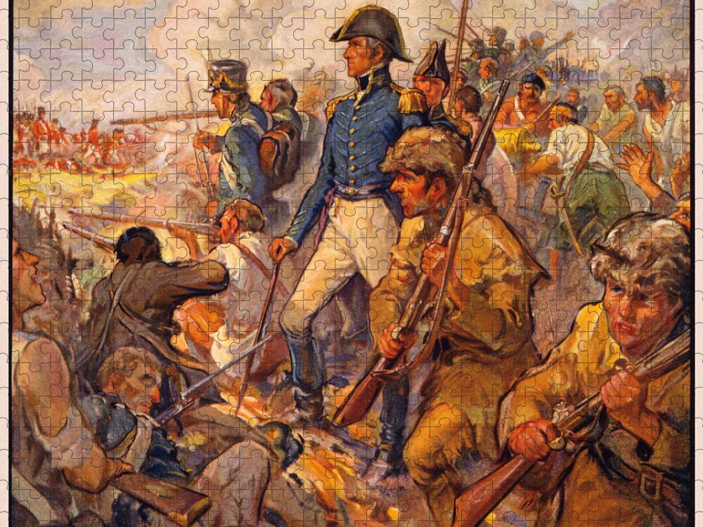 War Of 1812 Jigsaw Puzzle featuring the painting Andrew Jackson at the Battle of New Orleans by Frederick Coffay Yohn