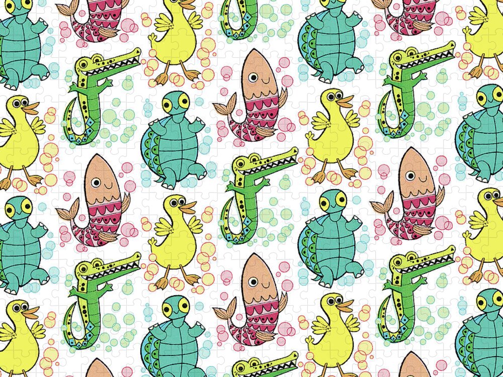 Alligator Jigsaw Puzzle featuring the drawing Animal pattern by CSA Images