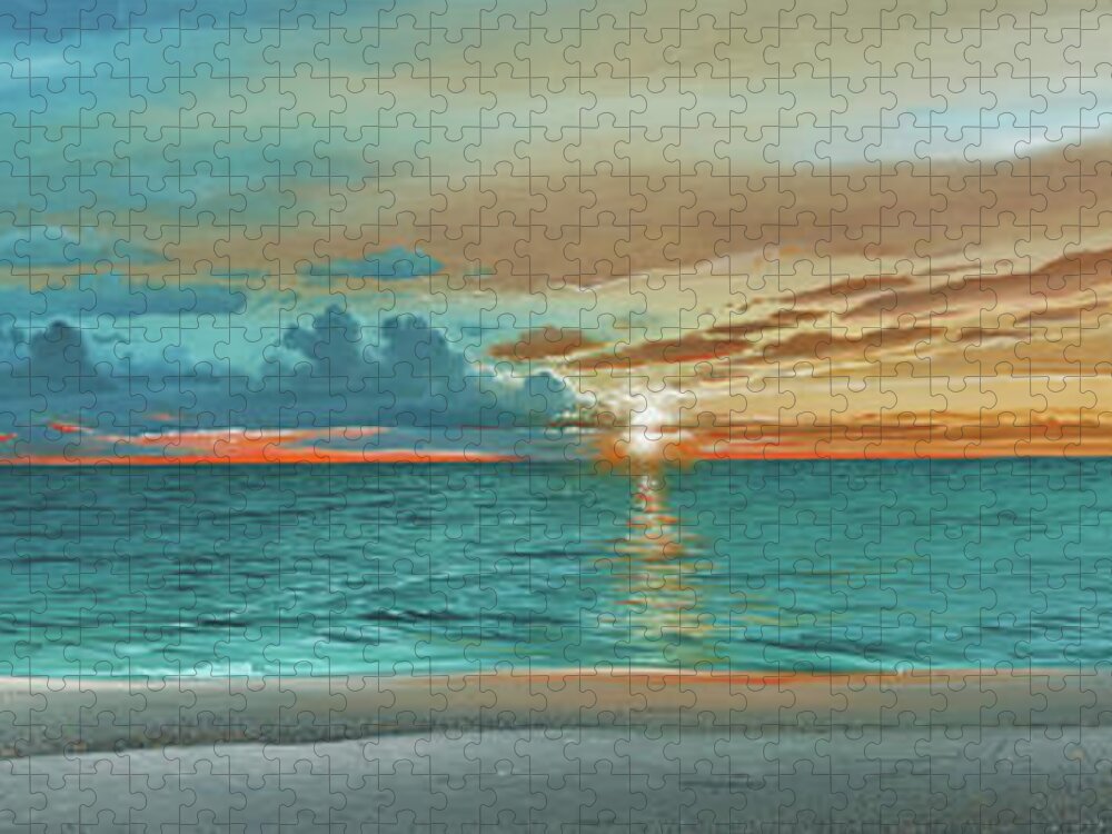 Anna Maria Island Beach Jigsaw Puzzle featuring the painting Anna Maria Island Beach by Mike Brown