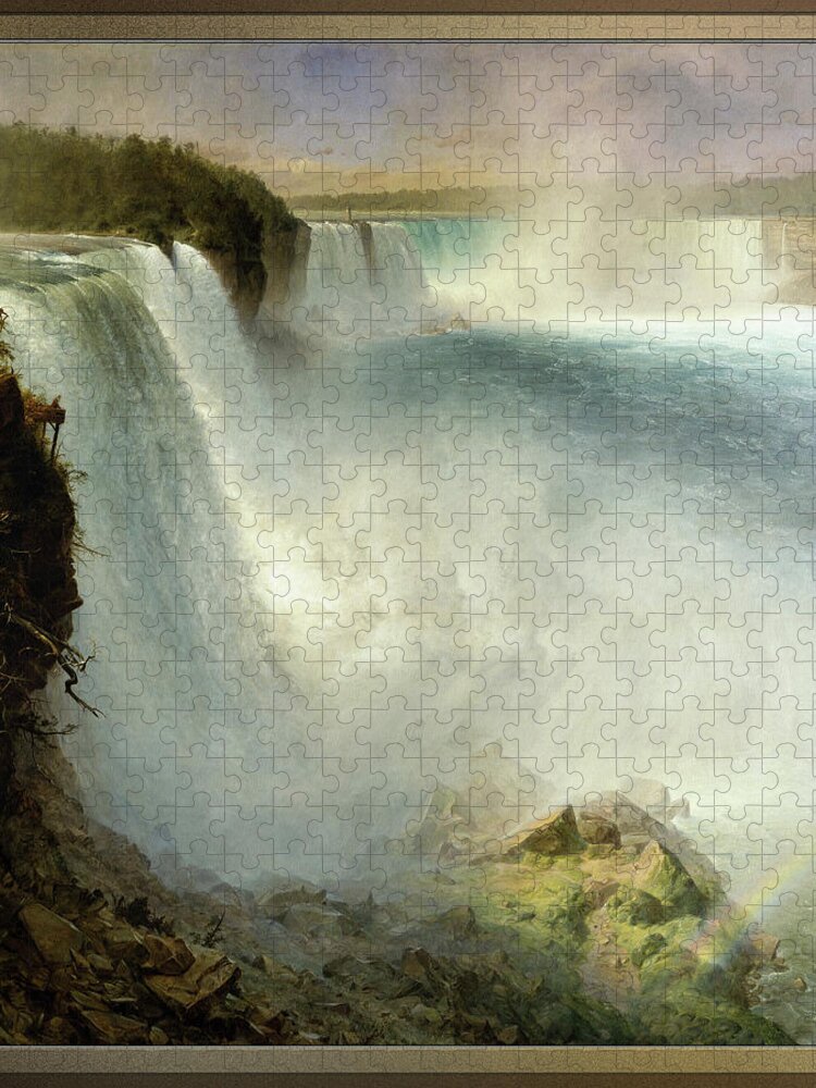 Anne Page Jigsaw Puzzle featuring the painting Niagara Falls, from the American Side by Frederic Edwin Church Old Masters Reproduction by Rolando Burbon