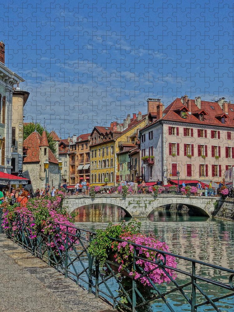 Canal Jigsaw Puzzle featuring the photograph Annecy canal and bridge by Patricia Caron