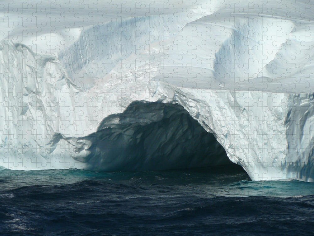 Scenics Jigsaw Puzzle featuring the photograph Antarctica Iceberg Tunnel by Photo, David Curtis