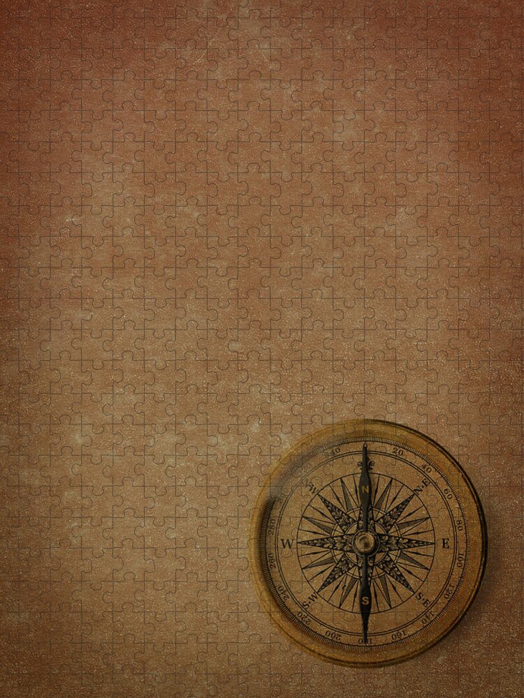 East Jigsaw Puzzle featuring the photograph Antique Compass by Blackred