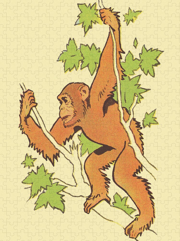 Africa Jigsaw Puzzle featuring the drawing Ape Hanging in a Tree by CSA Images