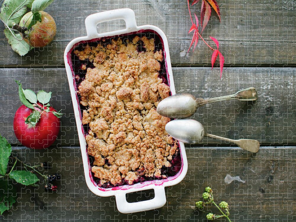 Spoon Jigsaw Puzzle featuring the photograph Apple Berry Crumble by Ingwervanille