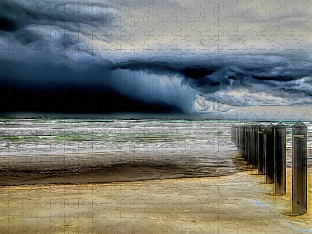Debra Martz Jigsaw Puzzle featuring the photograph Approaching Storm at the Beach  by Debra Martz