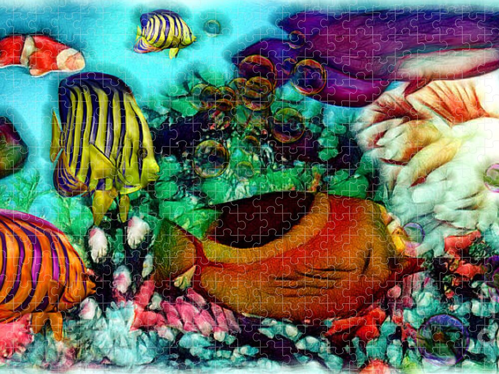 Aquarium Jigsaw Puzzle featuring the mixed media Aquarium by Daniel Janda