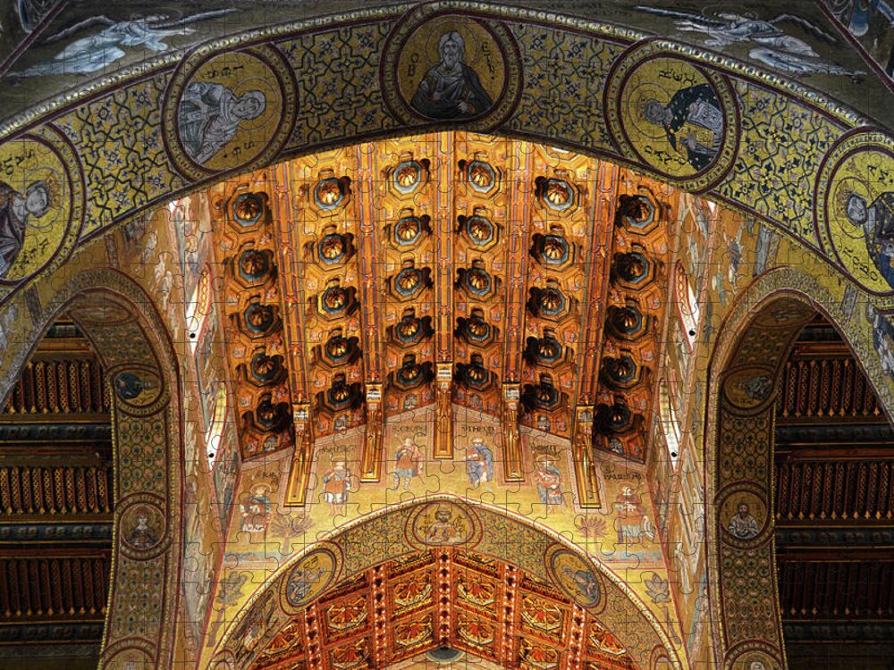 Arches Jigsaw Puzzle featuring the photograph Arches, vault and mosaics in the Cathedral of Monreale #2 by RicardMN Photography