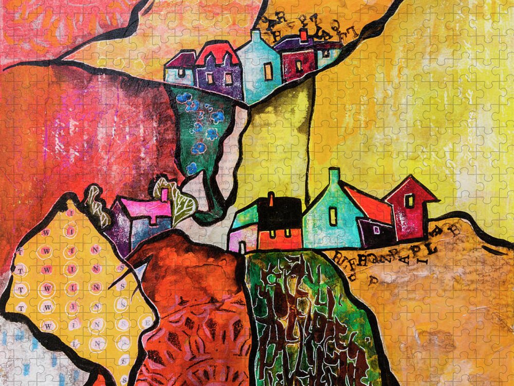  Painting Jigsaw Puzzle featuring the mixed media Art Land 4 by Ariadna De Raadt