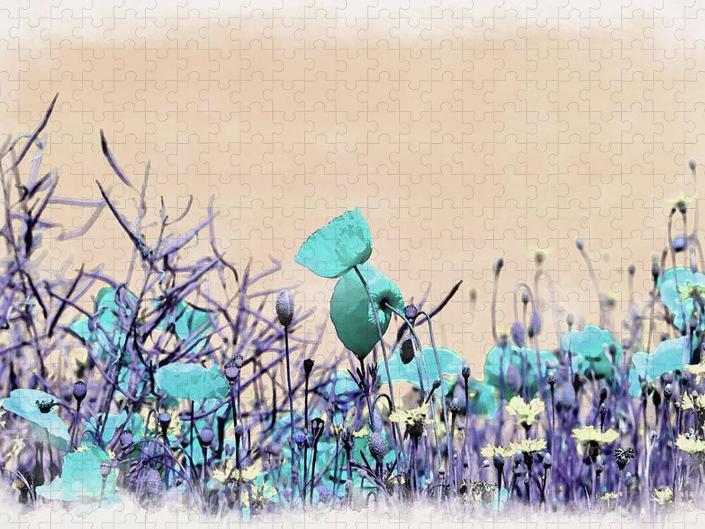 Wildflowers Jigsaw Puzzle featuring the digital art At Dawn by Alex Mir