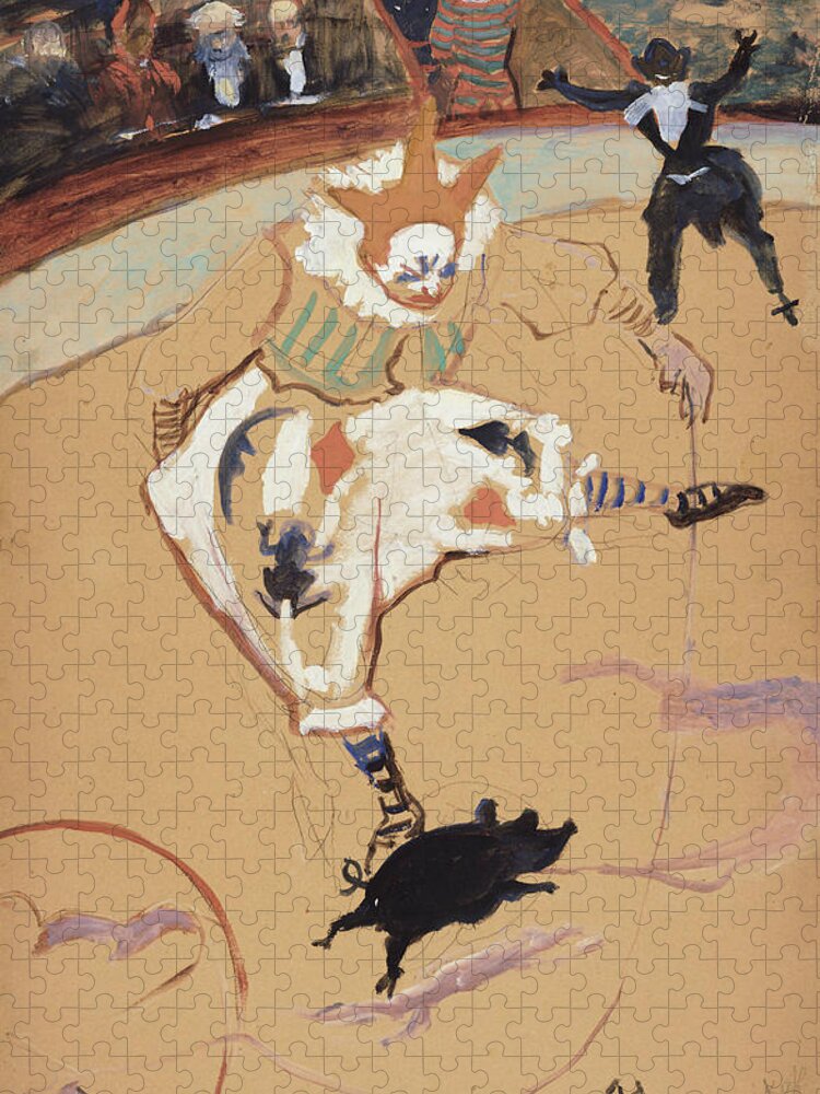 19th Century Art Jigsaw Puzzle featuring the painting At the Circus Fernando - Medrano with a Piglet by Henri de Toulouse-Lautrec