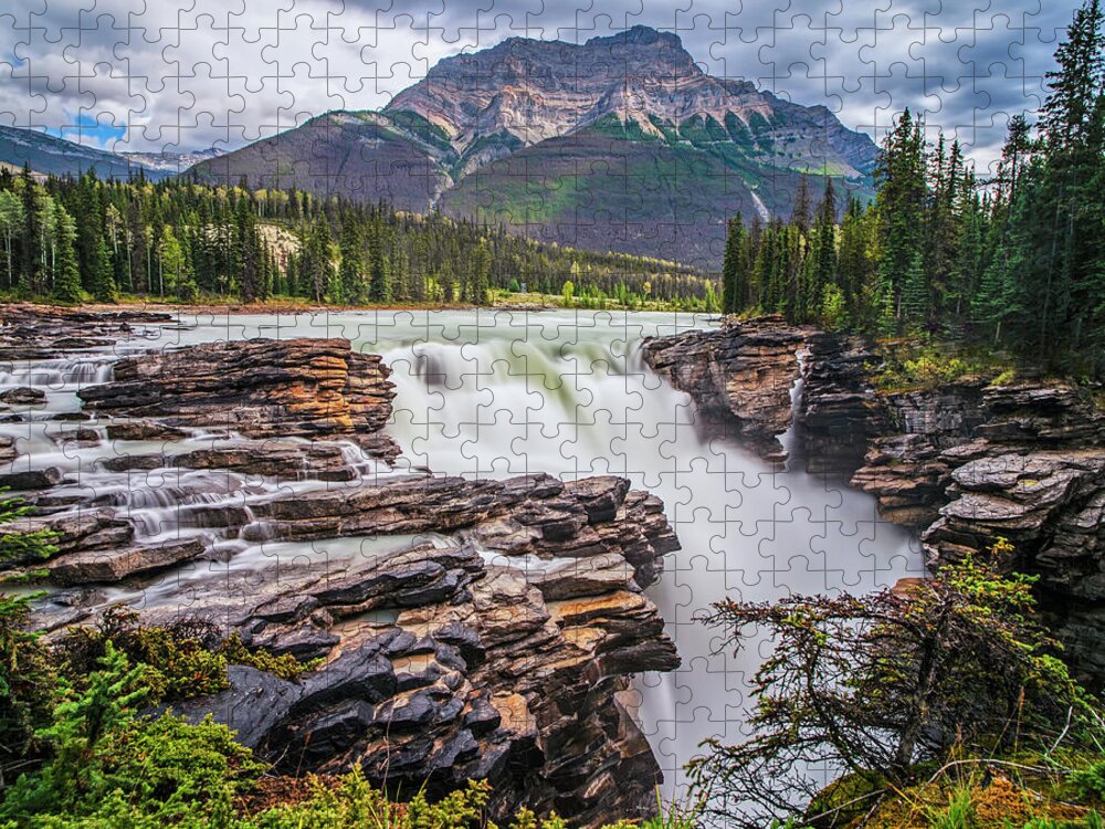 Jasper Jigsaw Puzzle featuring the photograph Athabasca Falls Jasper National Park Alberta Canada Banff by Toby McGuire