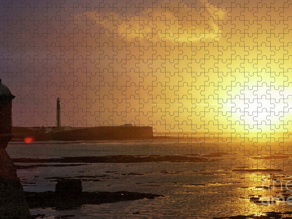 Coast Jigsaw Puzzle featuring the photograph Atlantic Sunset Cadiz Spain by Pablo Avanzini