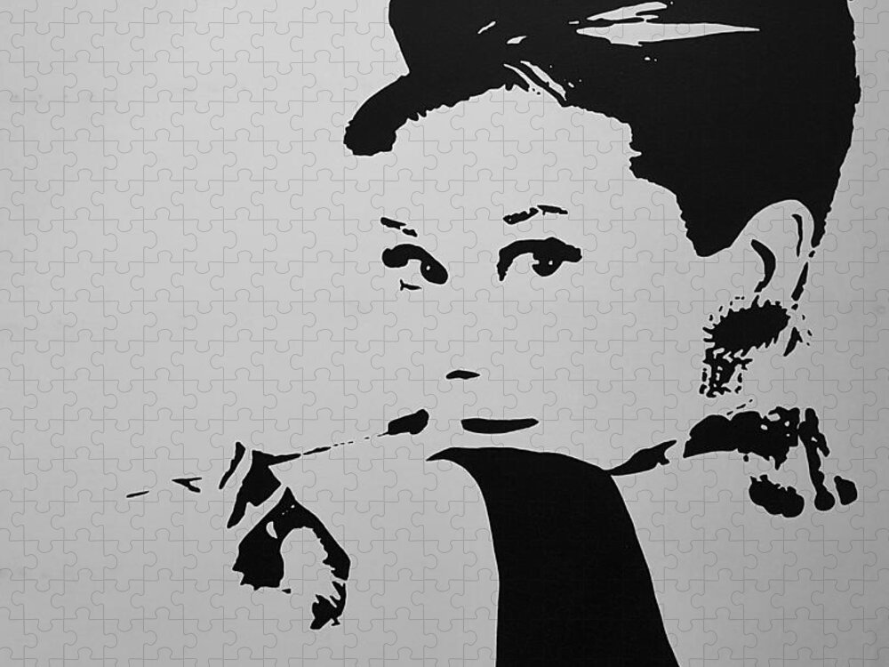 Audrey Hepburn Jigsaw Puzzle featuring the photograph Audrey B W by Rob Hans