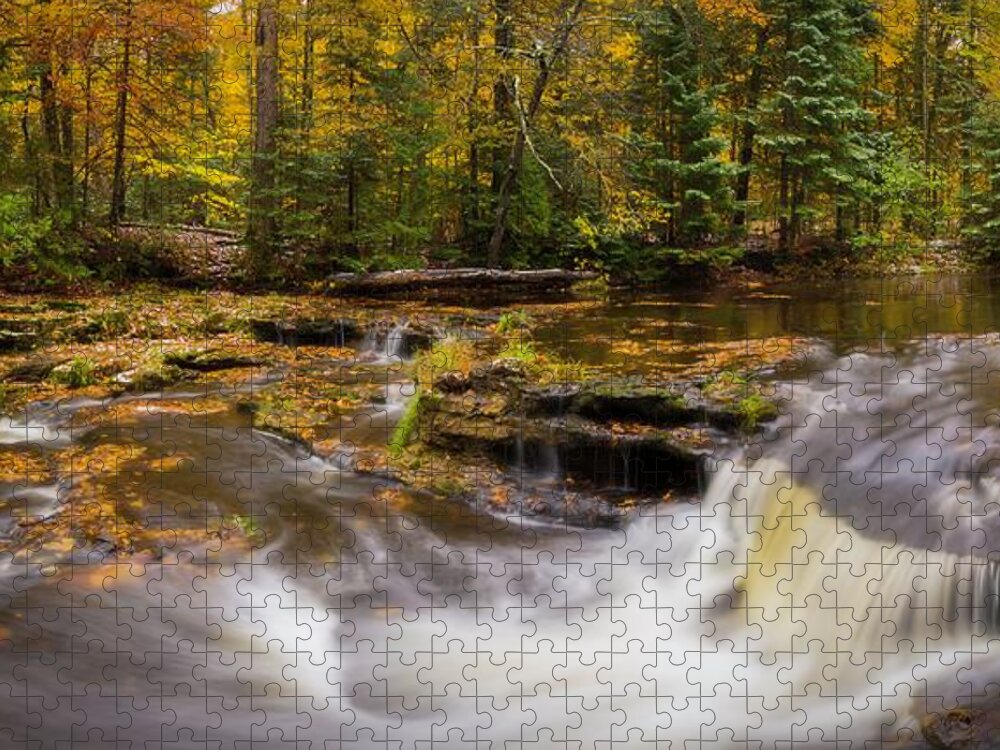 Michigan Jigsaw Puzzle featuring the photograph Autumn At Laughing Whitefish Falls by Owen Weber