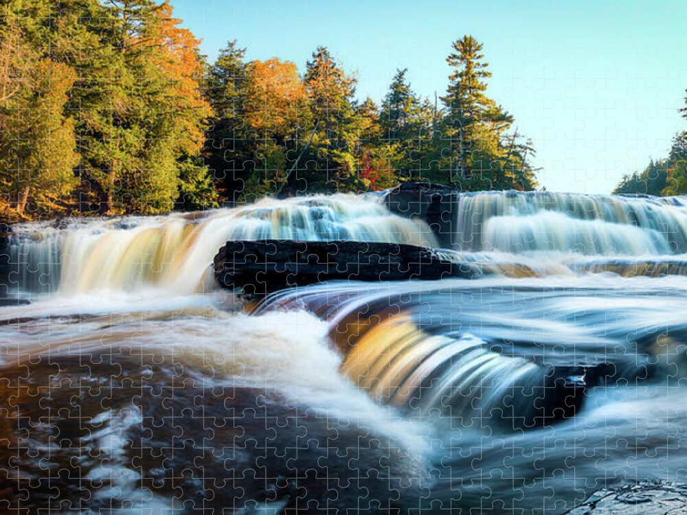 Manido Jigsaw Puzzle featuring the photograph Autumn At Manido Falls by Owen Weber