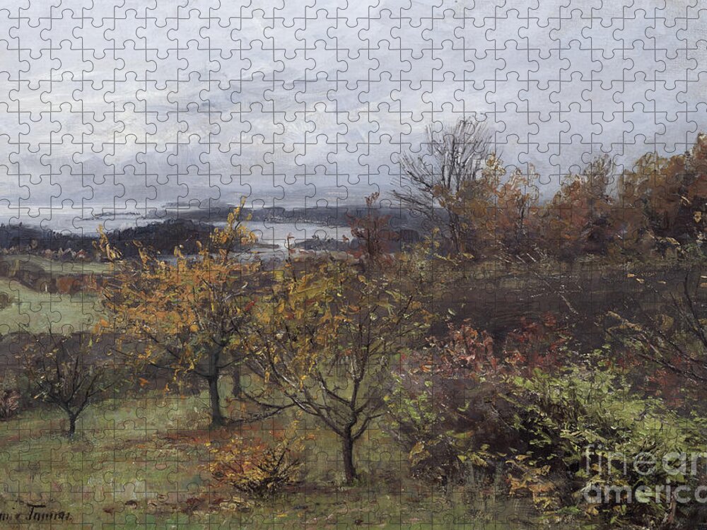 Tannaes Jigsaw Puzzle featuring the painting Autumn, Nesbyen by Marie Tannaes