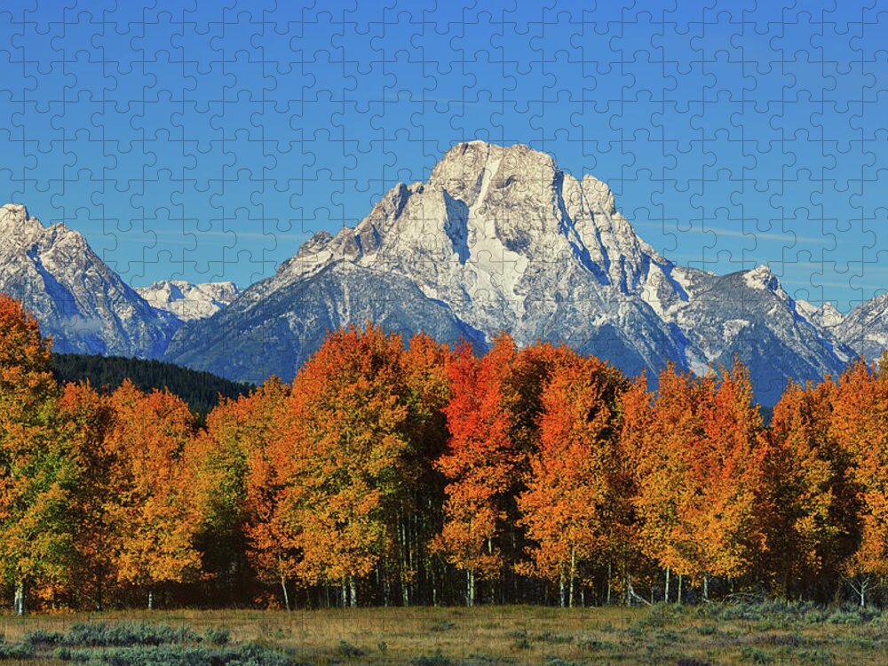 Mount Moran Jigsaw Puzzle featuring the photograph Autumn Peak Under Moran by Greg Norrell