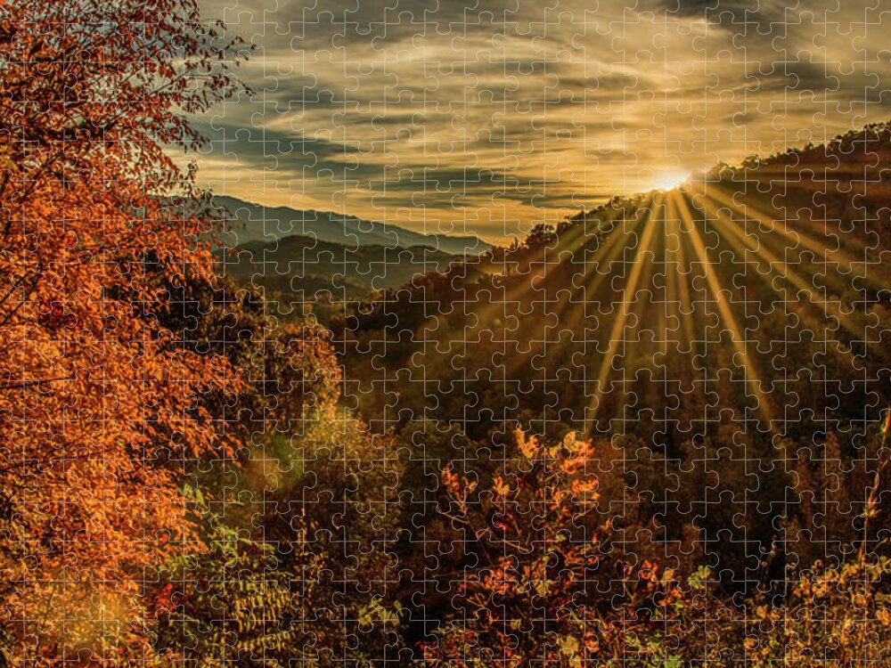Foothills Parkway Jigsaw Puzzle featuring the photograph Autumn Sunset by Marcy Wielfaert