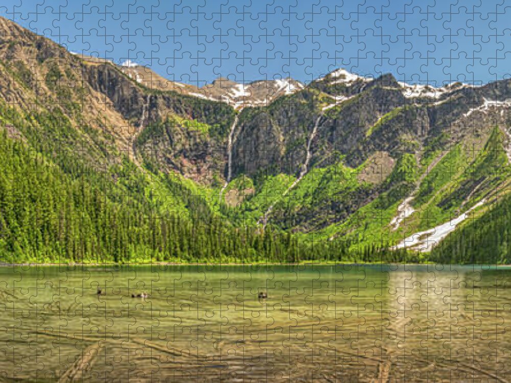 Avalanche Jigsaw Puzzle featuring the photograph Avalanche Lake Panorama by Kenneth Everett