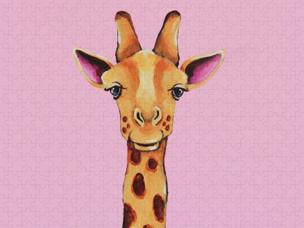 Giraffe Jigsaw Puzzle featuring the painting Baby Giraffe by Lucia Stewart