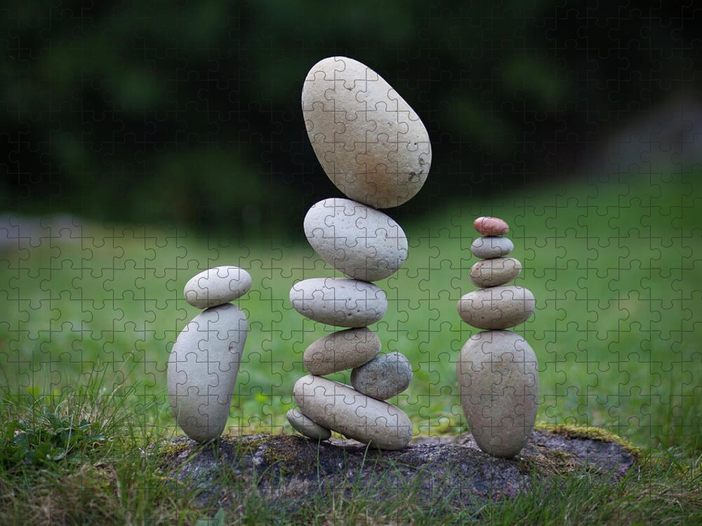 Meditation Zen Yoga Mindfulness Stones Nature Land Art Balancing Sweden Jigsaw Puzzle featuring the sculpture Balancing art #35 by Pontus Jansson