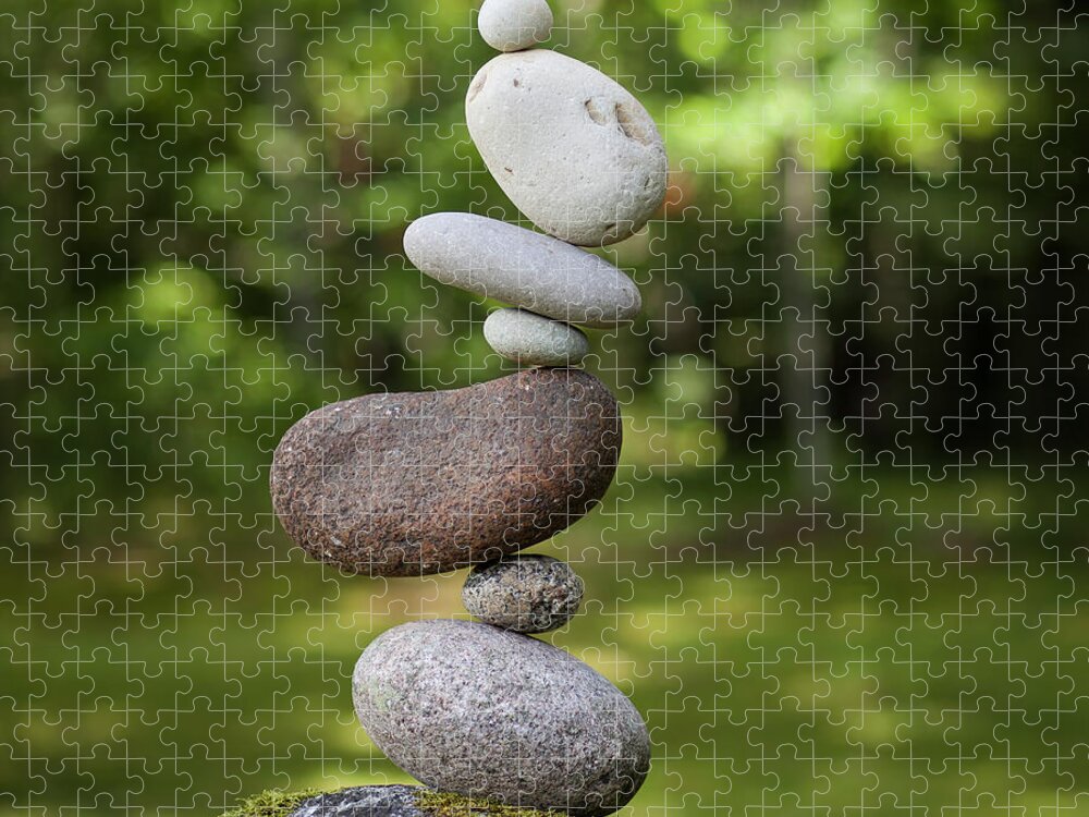 Meditation Zen Yoga Mindfulness Stones Nature Land Art Balancing Sweden Jigsaw Puzzle featuring the sculpture Balancing art #41 by Pontus Jansson