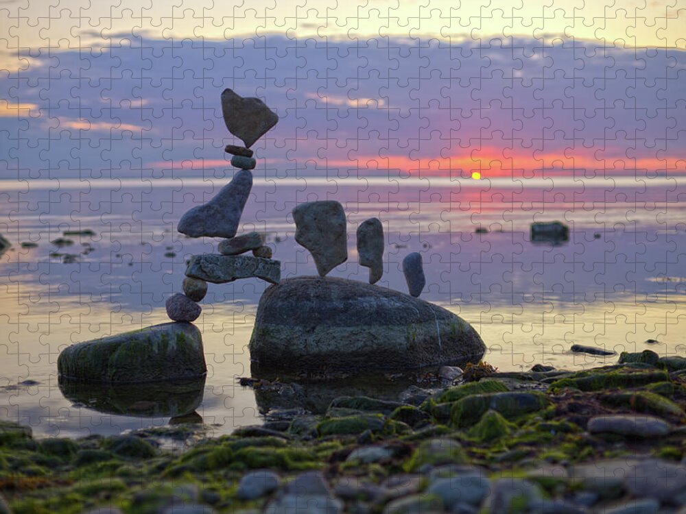 Meditation Zen Yoga Mindfulness Stones Nature Land Art Balancing Sweden Jigsaw Puzzle featuring the sculpture Balancing art #54 by Pontus Jansson