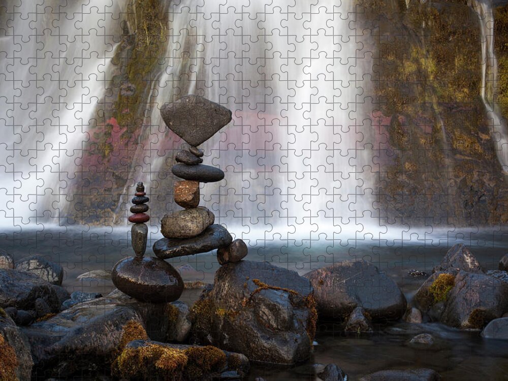 Meditation Zen Yoga Mindfulness Stones Nature Land Art Balancing Sweden Jigsaw Puzzle featuring the sculpture Balancing art #56 by Pontus Jansson