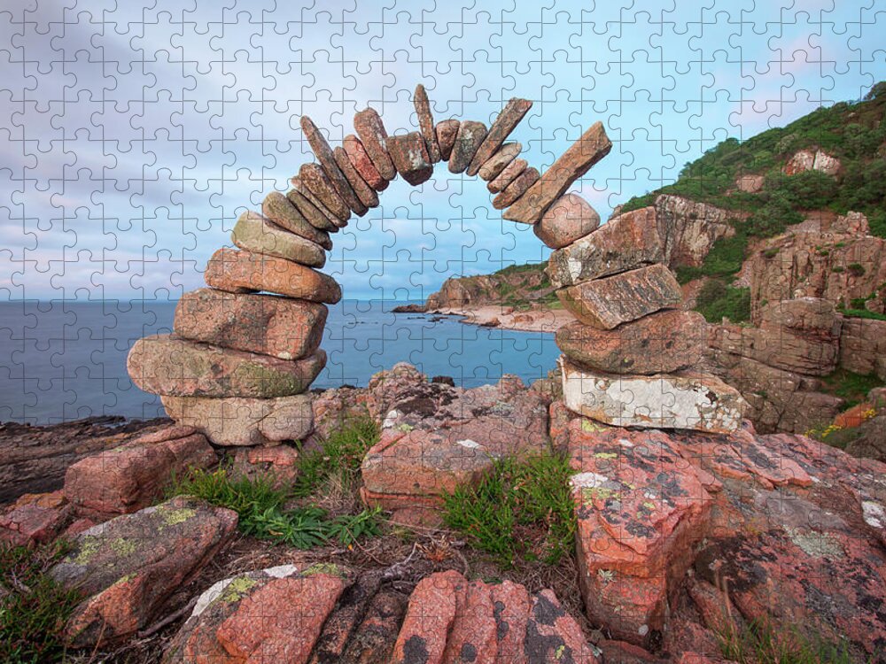 Meditation Zen Yoga Mindfulness Stones Nature Land Art Balancing Sweden Jigsaw Puzzle featuring the sculpture Balancing art #60 by Pontus Jansson