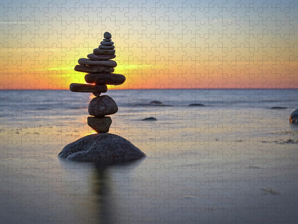 Meditation Zen Yoga Mindfulness Stones Nature Land Art Balancing Sweden Jigsaw Puzzle featuring the photograph Balancing art #8 by Pontus Jansson