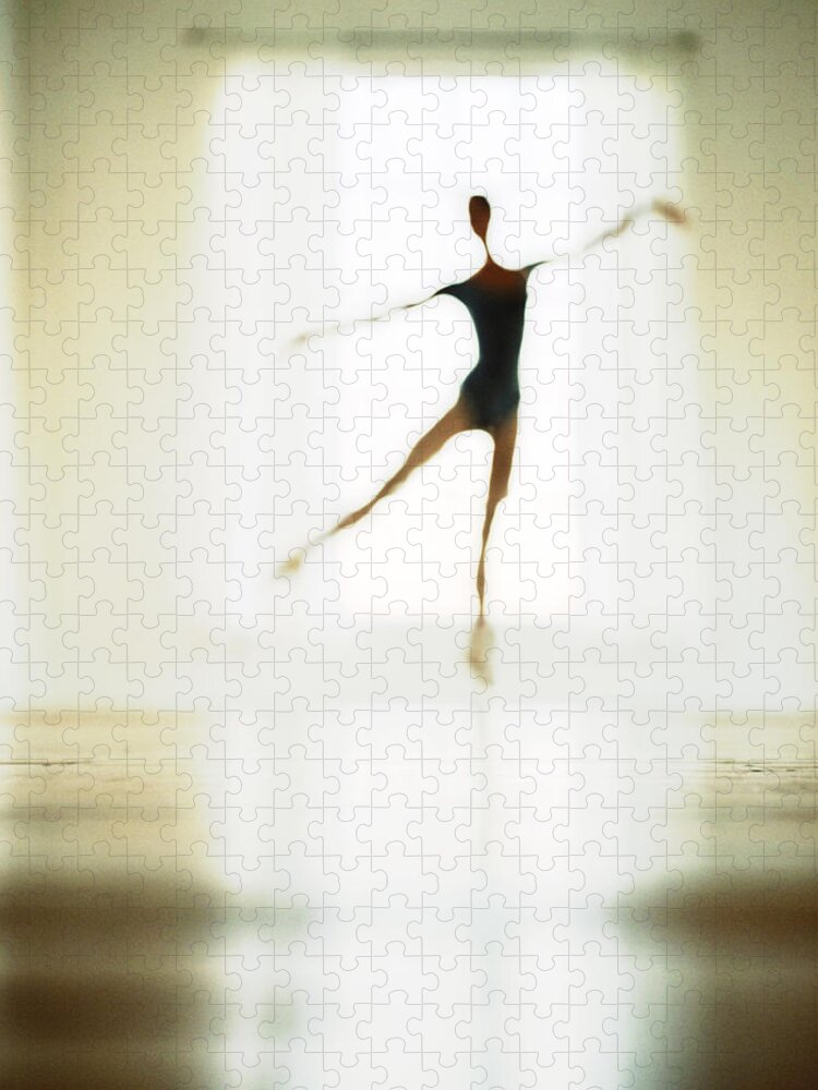 Ballet Dancer Jigsaw Puzzle featuring the photograph Ballet Dancer Practicing Infront Of by Devon Strong
