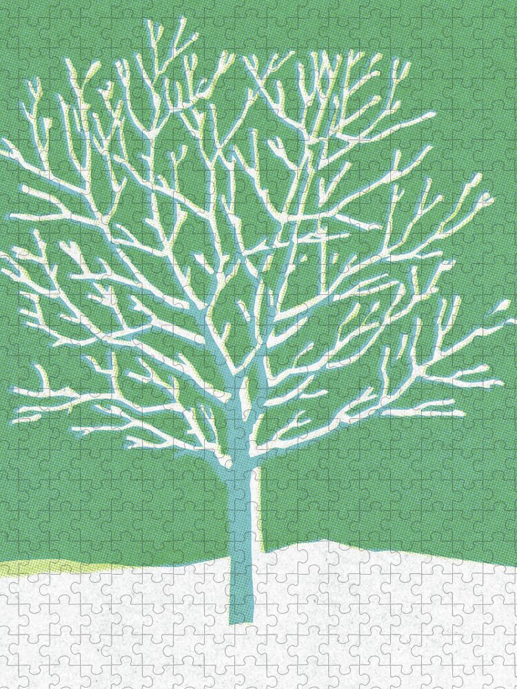 Branch Jigsaw Puzzle featuring the drawing Bare Tree in Winter by CSA Images