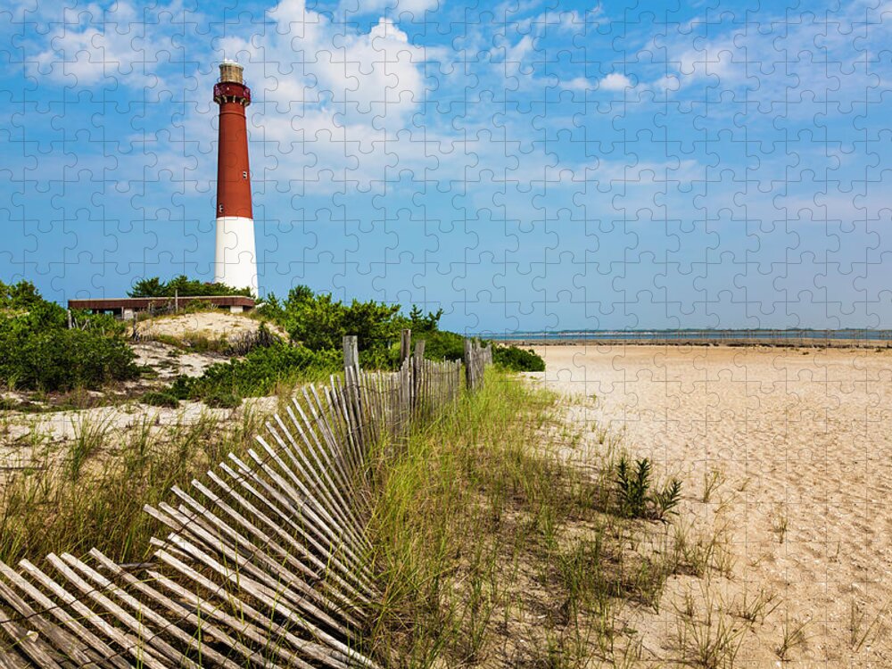 Water's Edge Jigsaw Puzzle featuring the photograph Barnegat Lighthouse, Sand, Beach, Dune by Dszc