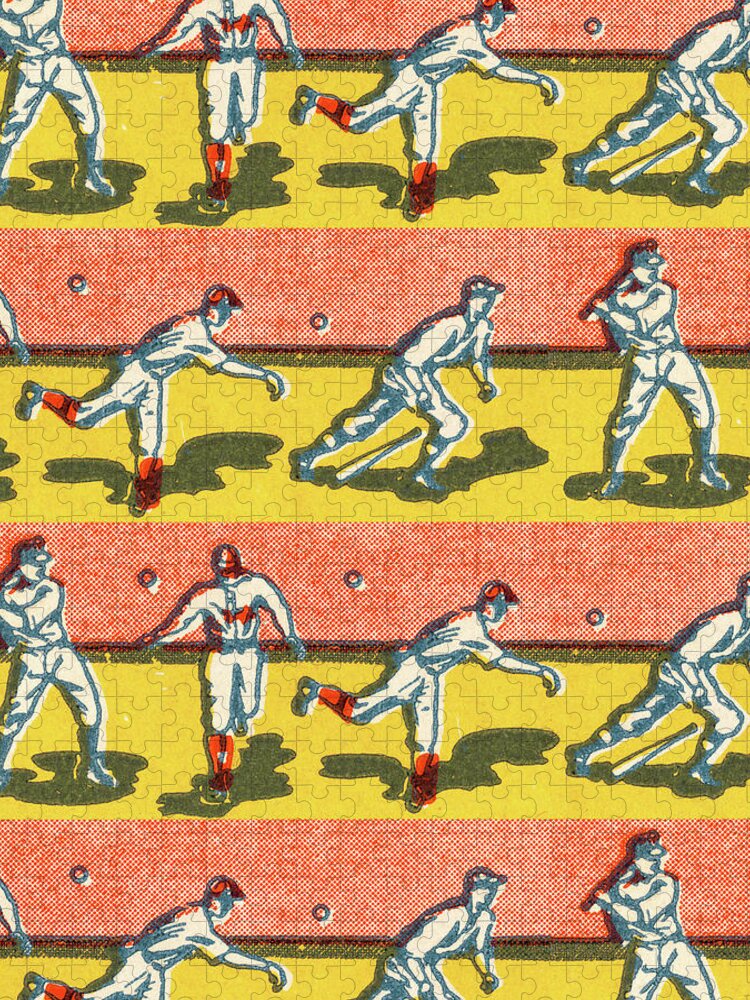 American Pastime Jigsaw Puzzle featuring the drawing Baseball Players by CSA Images