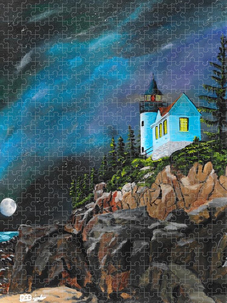 Light House Jigsaw Puzzle featuring the painting Bass Harbour by David Bigelow