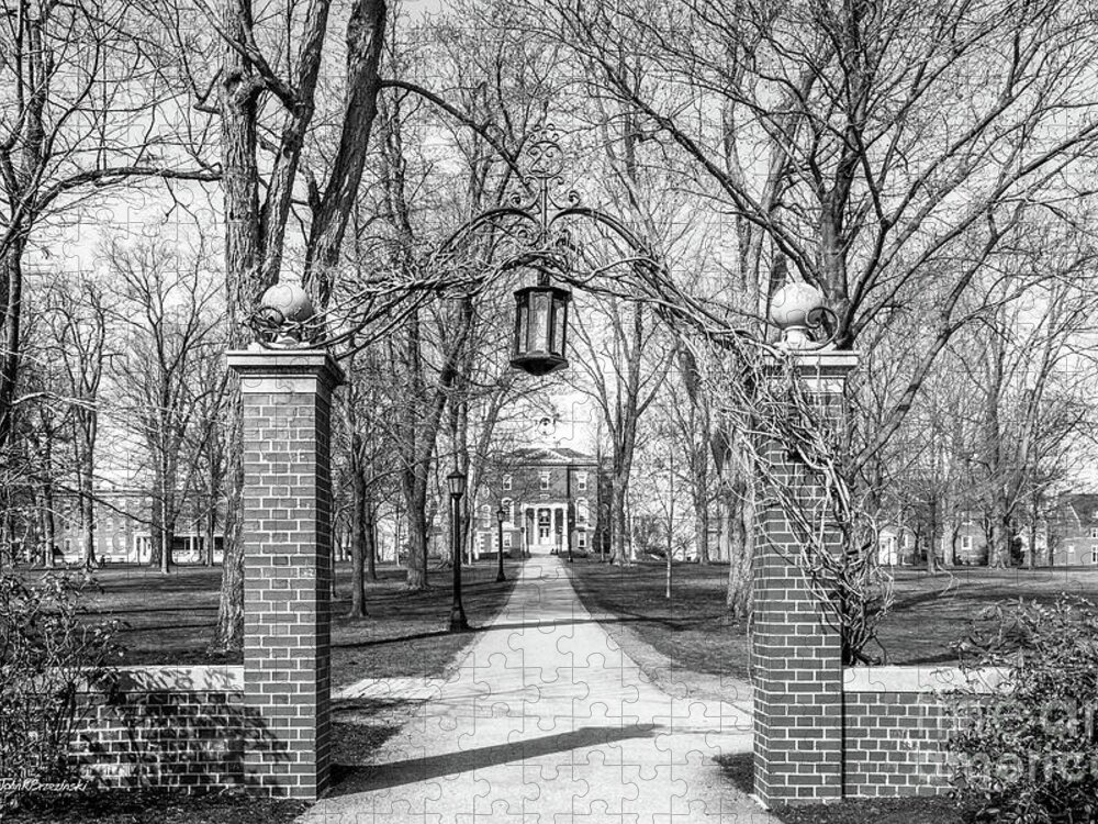 Bates College Jigsaw Puzzle featuring the photograph Bates College Campus Gate by University Icons