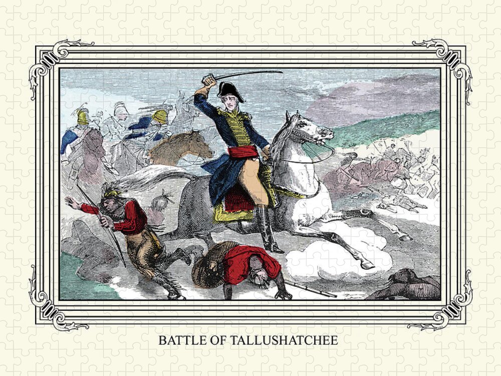 Andrew Jackson Jigsaw Puzzle featuring the painting Battle of Tallushatchee by William Croome