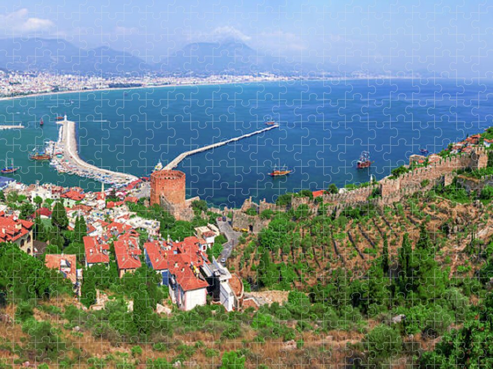 Turkish Riviera Jigsaw Puzzle featuring the photograph Bay on the harbor of Alanya by Sun Travels