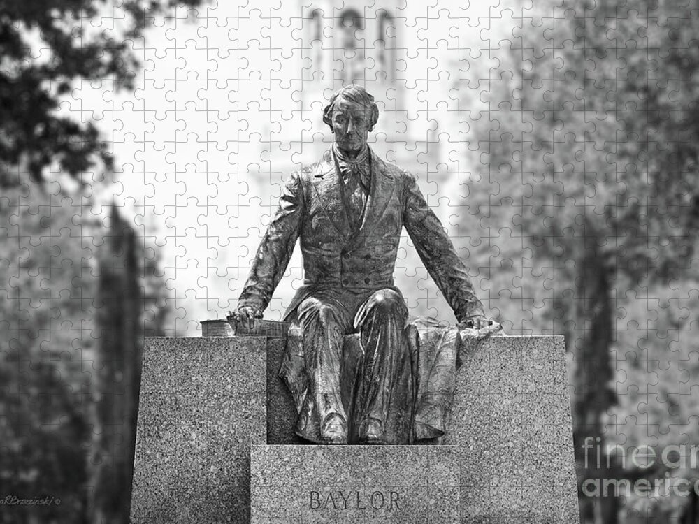 Baylor University Jigsaw Puzzle featuring the photograph Baylor University Judge Baylor Statue by University Icons