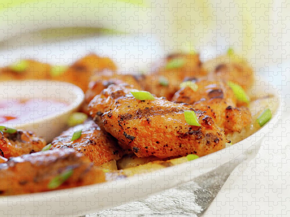 Pub Food Puzzle featuring the photograph Bbq Chicken Wings by Lauripatterson