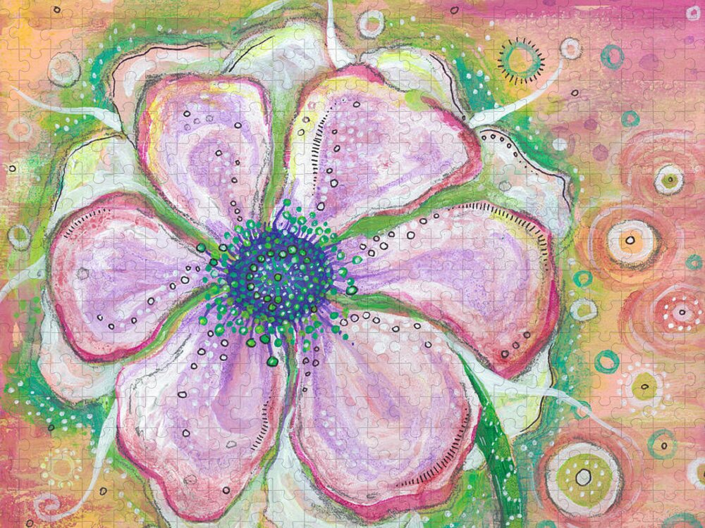 Flower Painting Jigsaw Puzzle featuring the painting Be Still My Heart by Tanielle Childers