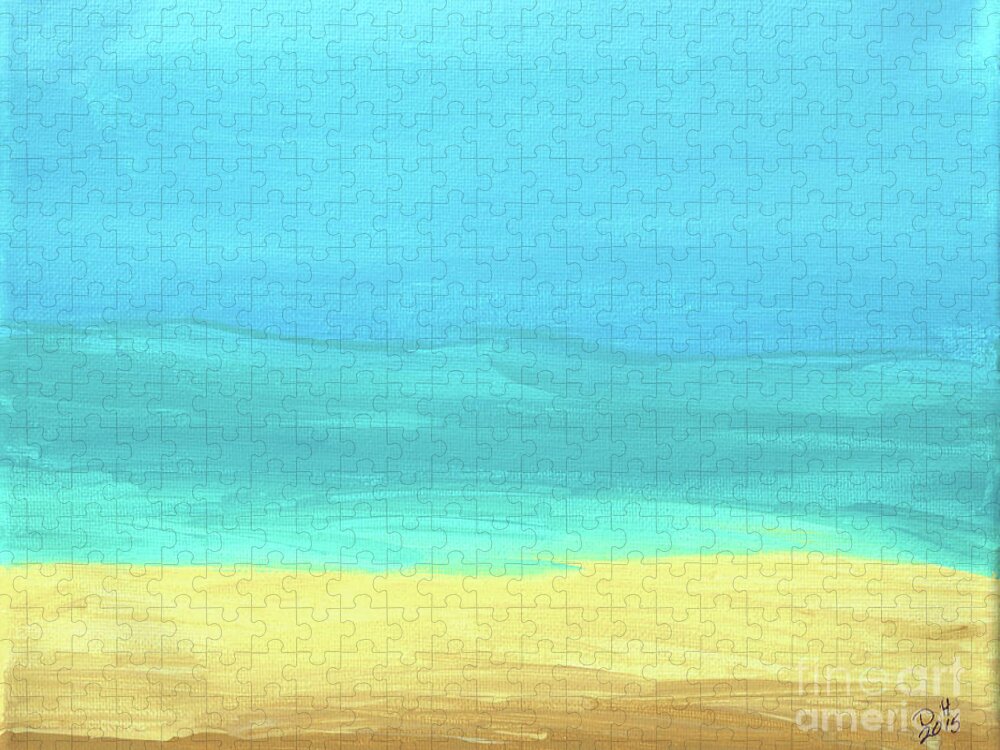 Ocean Jigsaw Puzzle featuring the painting Beach Abstract by D Hackett