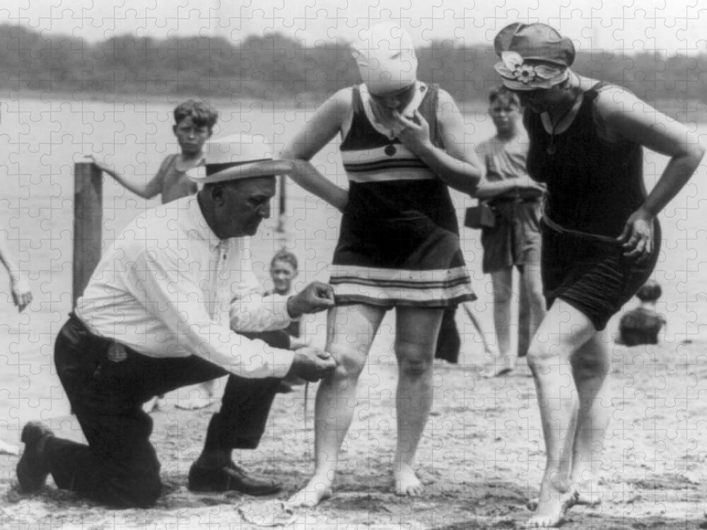 1920s Jigsaw Puzzle featuring the photograph Beach Censorship, 1922 by Science Source