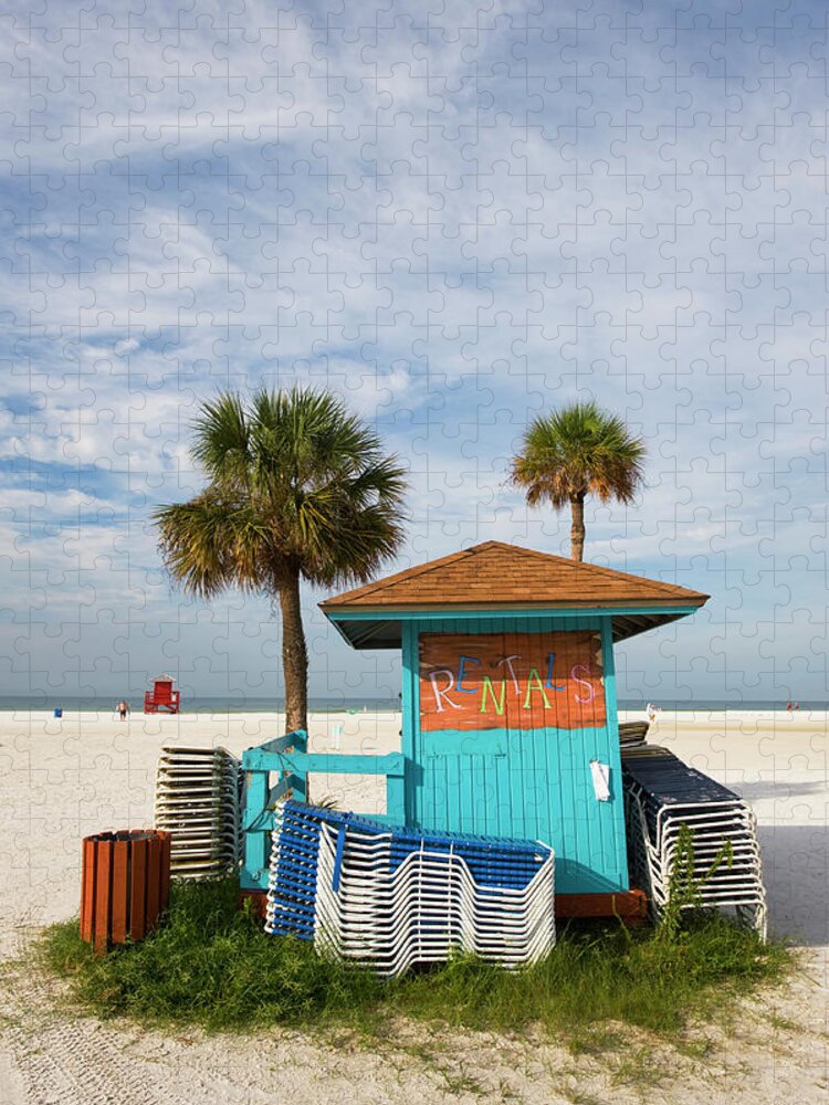Built Structure Jigsaw Puzzle featuring the photograph Beach Chair Rental Shack by Thomas Winz