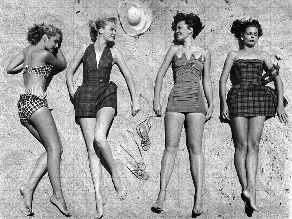 Bathing Suits Jigsaw Puzzle featuring the photograph Beach Fashions by Nina Leen